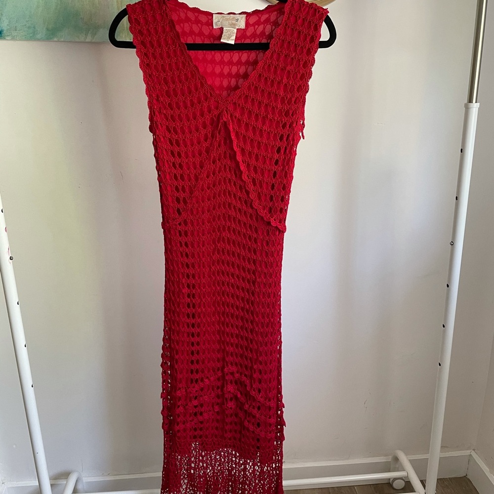 vintage red crochet dress